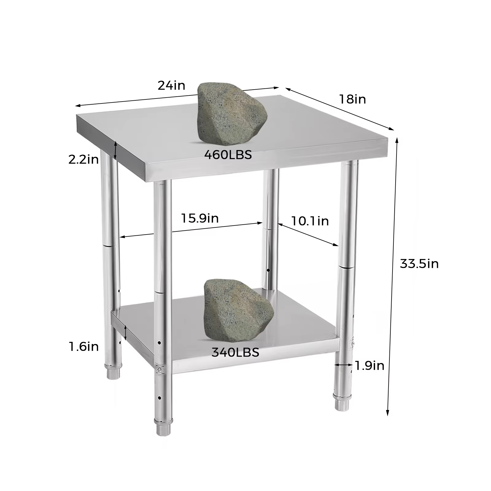Stainless steel Mobile table 24 x 18 In