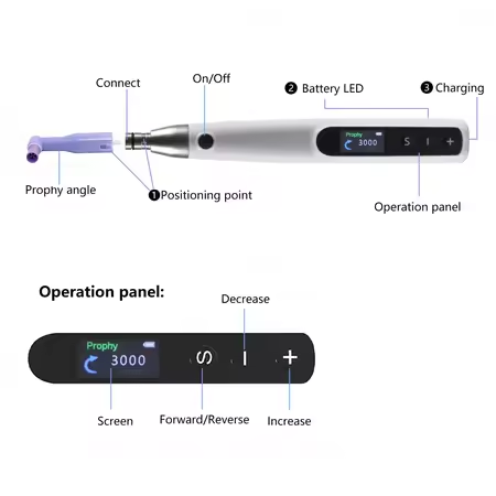 Cordless Dental Polisher - 6 speeds up to 3000 RMP